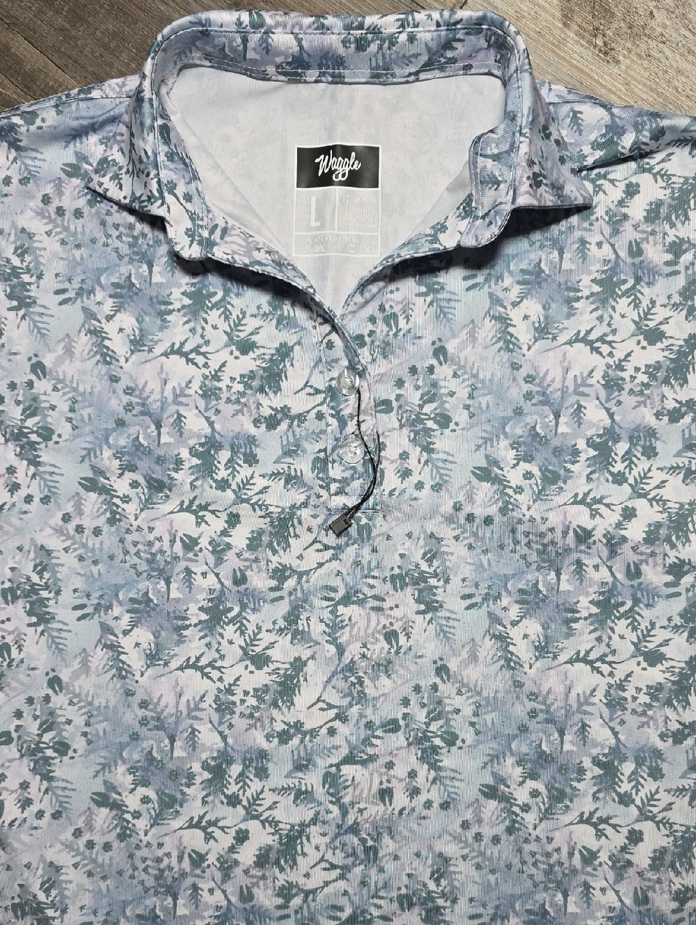 Waggle Woman's Animal Tracks AOP Golfing Preformance Polo Sz Lg *NWOT
